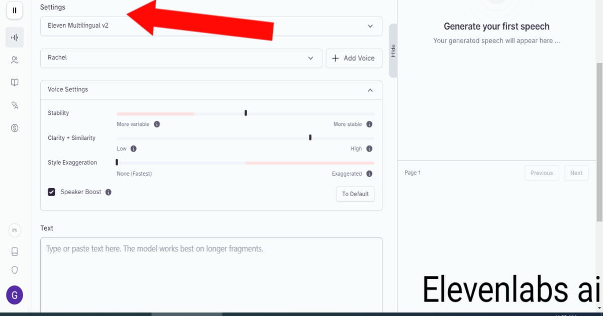 “Elevenlabs_interface_of AI audio generation_tool_settings.”