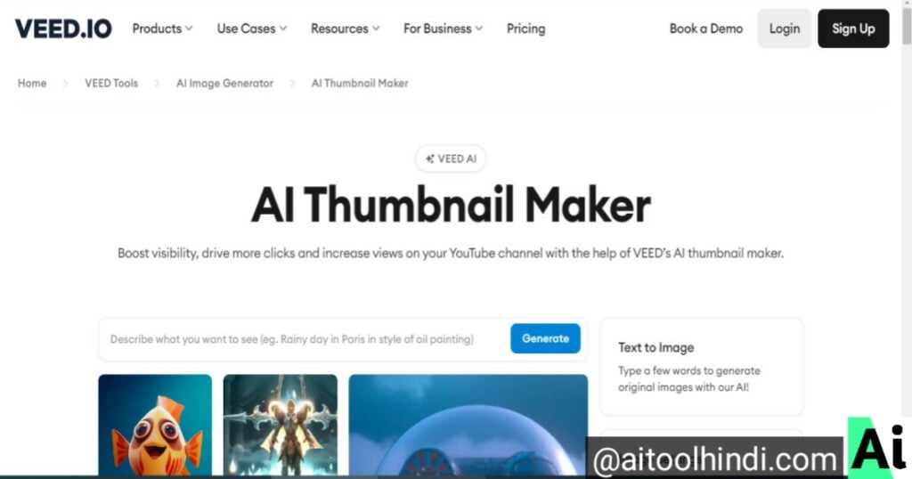 veed aI thumbnail maker interface