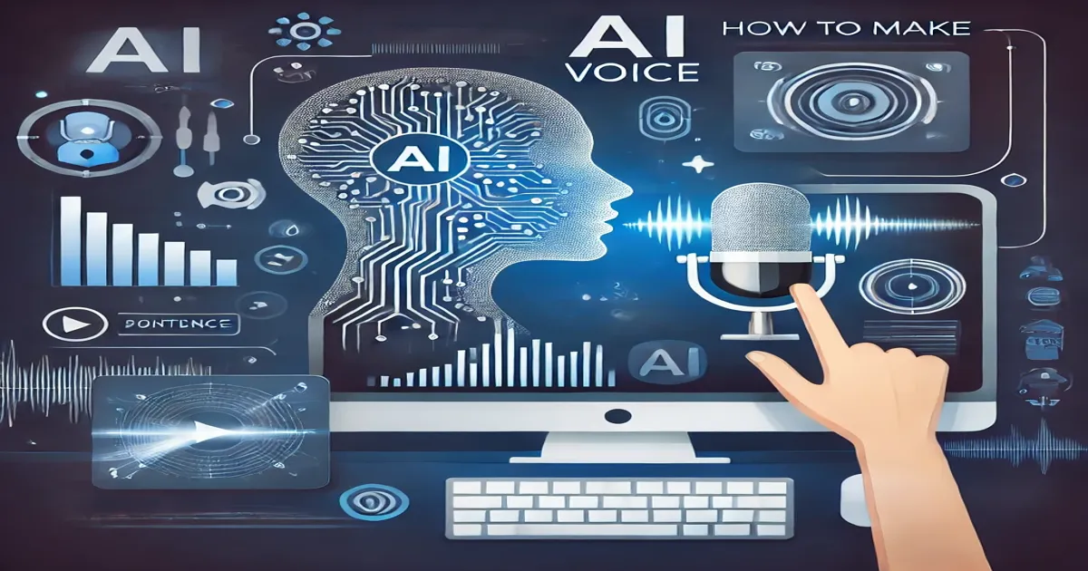 "How to make AI voice - AI voice creation with sound waves and microphone illustration" ai se apni voice kaise banaye