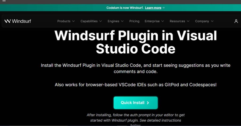 Windsurf AI plugin interface in Visual Studio Code for coding suggestions