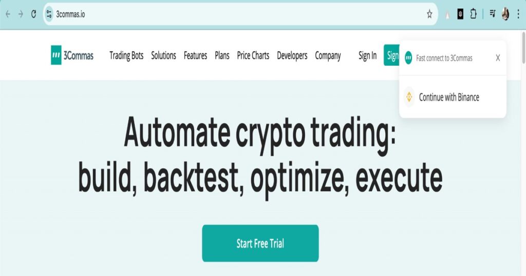 "3Commas sign-up page showing registration form for new crypto trading users"