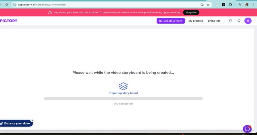 "AI video tool generating storyboard with options for adding subtitles, music, and transitions"