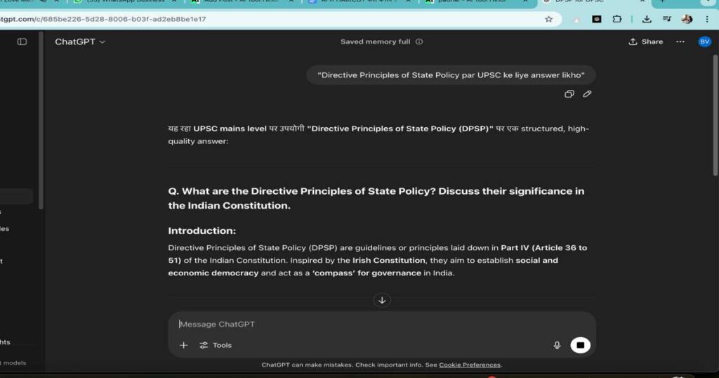 "AI tool generating answer outline for UPSC preparation"