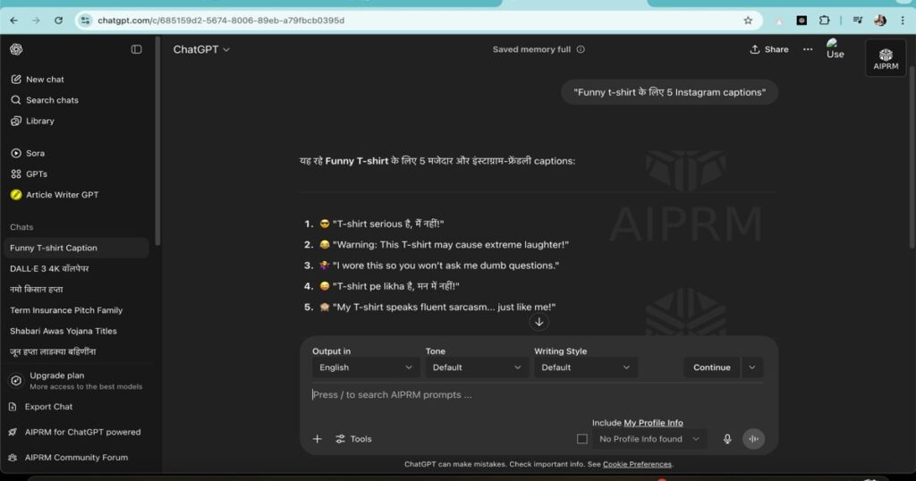 Using ChatGPT and Copy.ai for content creation in AI-powered T-shirt business