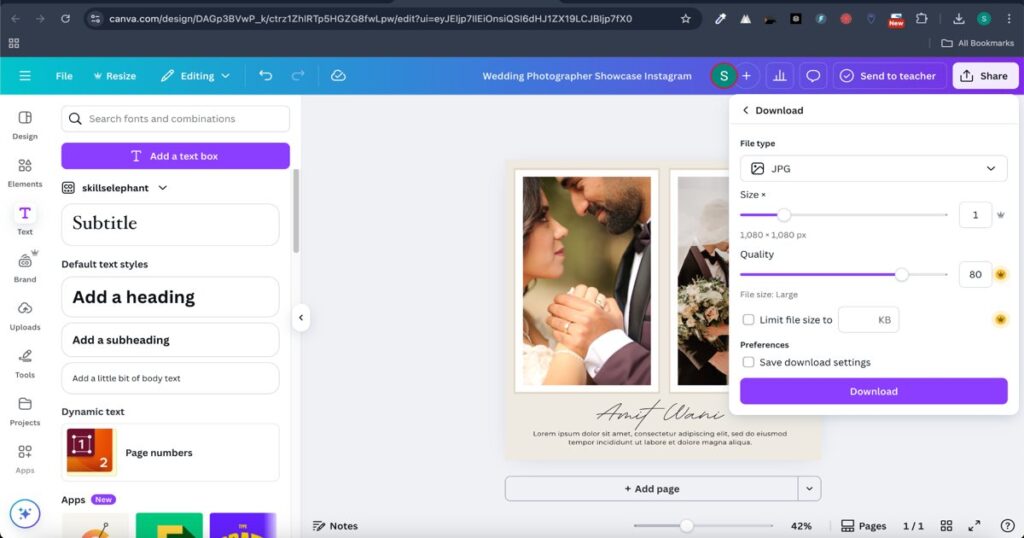 Export and share your AI-designed invitation card in JPG or MP4 format