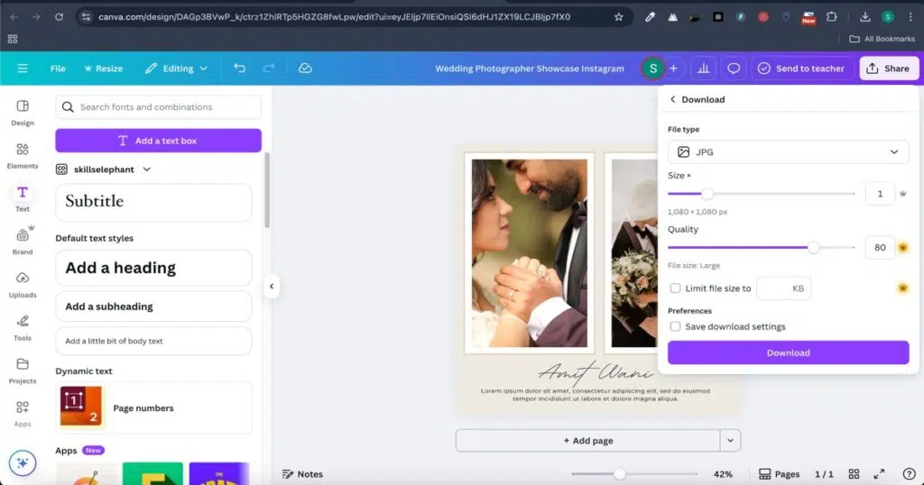 Export and share your AI-designed invitation card in JPG or MP4 format