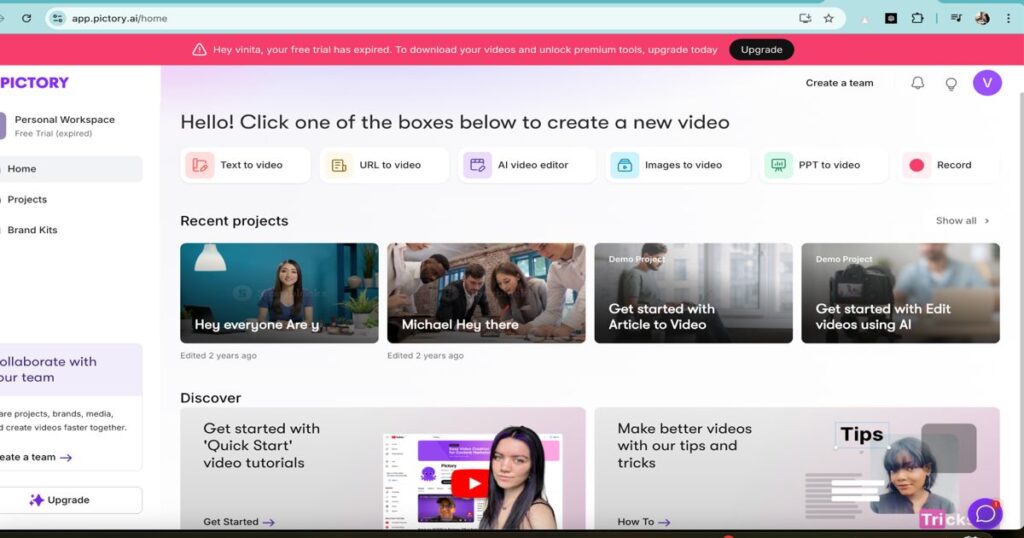 "Uploading a video to an AI tool dashboard for automatic movie clip creation"