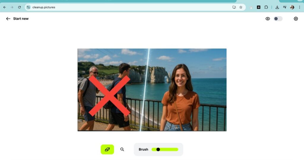 Step 2 – Upload your photo to the AI Object Remover tool for editing