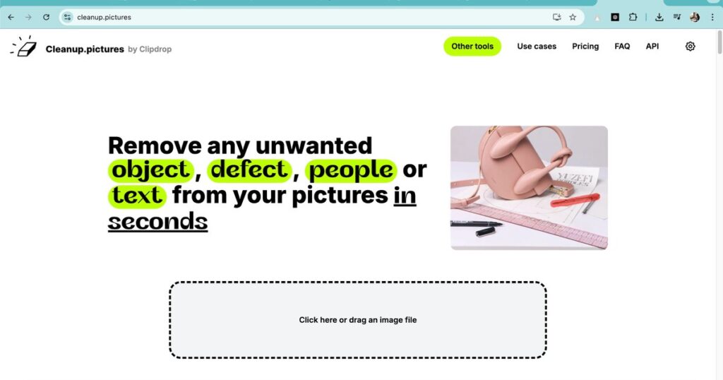 Step 1 – Visit the AI Object Remover website or install the app for easy photo editing