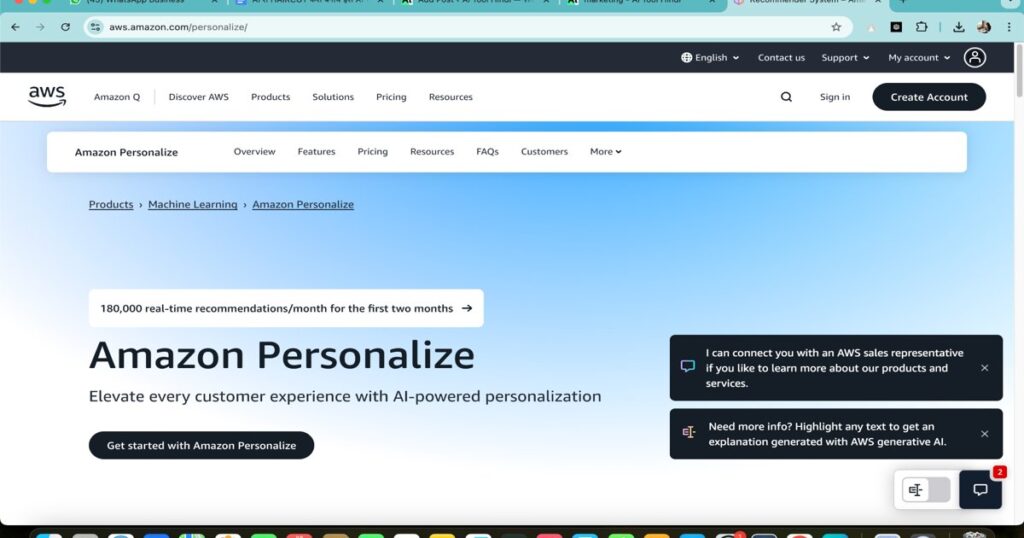 Amazon Personalize AI platform for delivering personalized customer experiences and recommendations