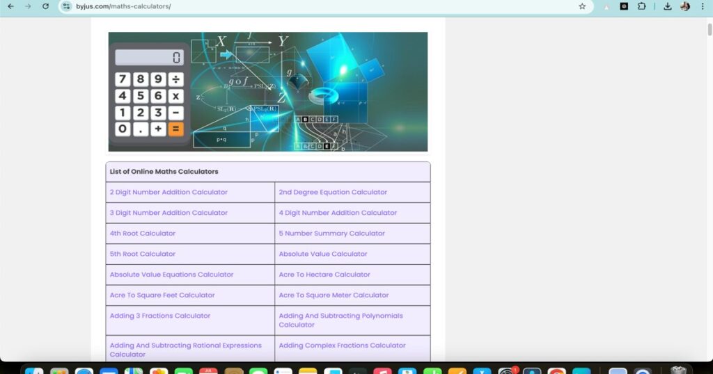 "BYJU’S online math calculator interface with AI-powered tools for solving equations"
