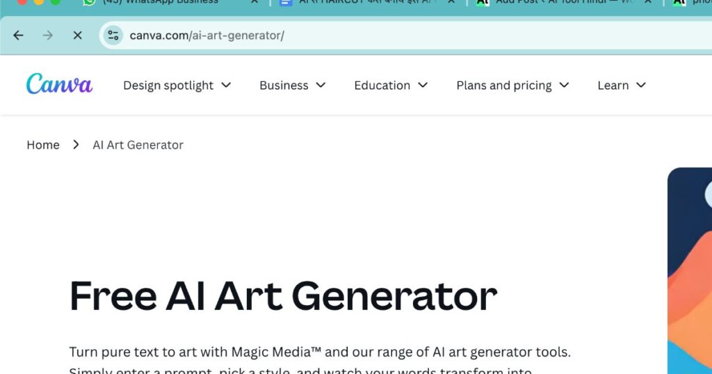 Canva AI Art Generator interface for creating digital and God-themed images from text prompts