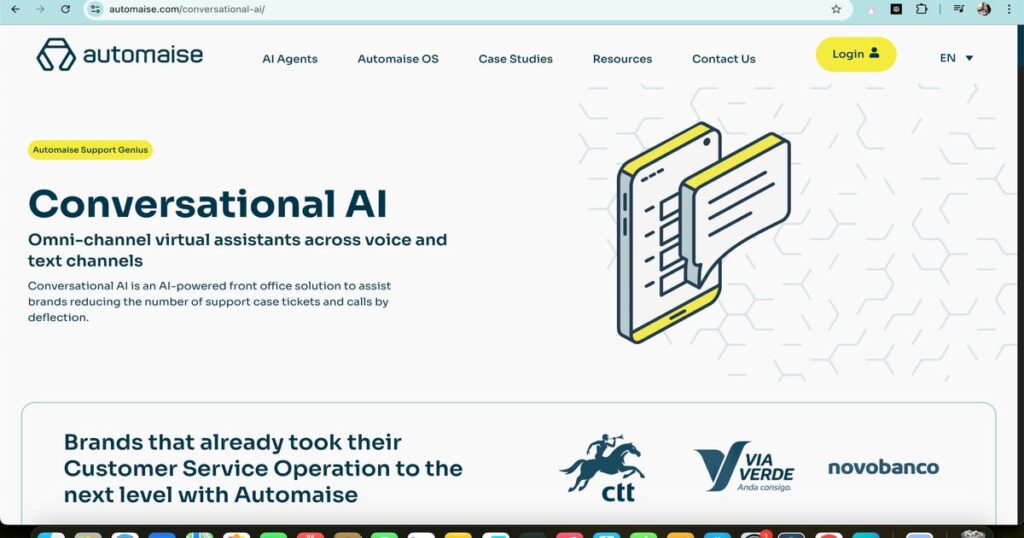 Automaise Conversational AI platform for customer service across voice and text channels