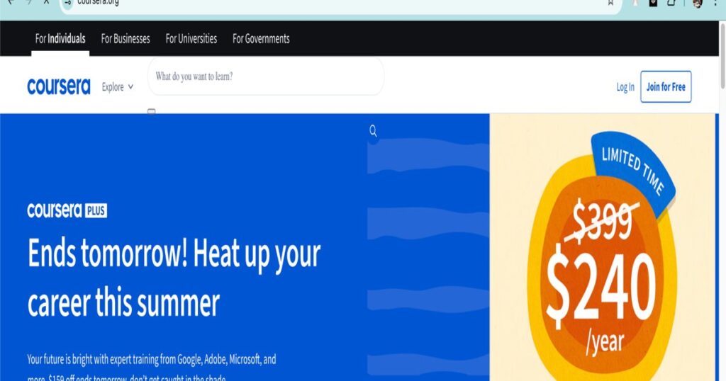 "Coursera online platform offering AI and machine learning courses"