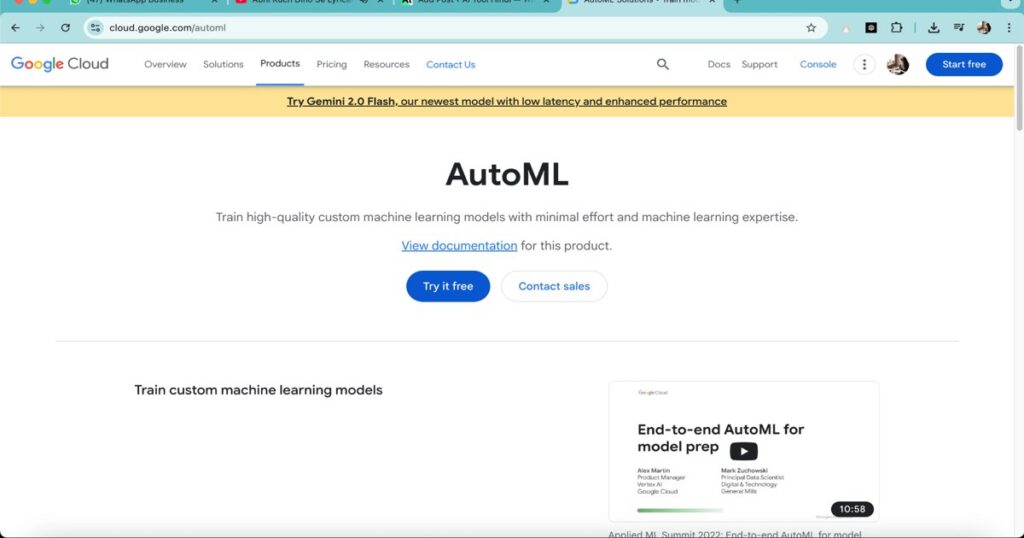 Google Cloud AutoML interface for AI-powered future prediction