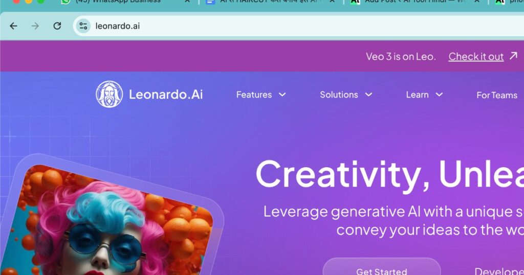 Leonardo AI homepage interface for generating creative and God-themed digital images