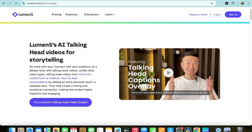 Lumen5 AI talking head video interface for turning blog content into visual stories