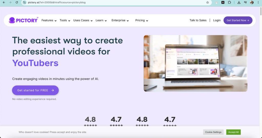 "Dashboard view of Pictory.ai for creating AI-generated animal videos"