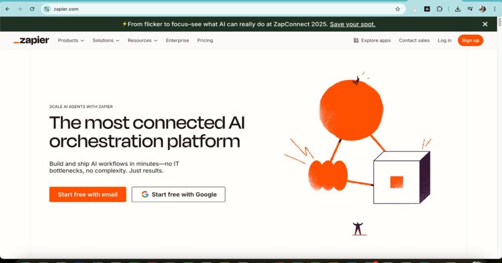 "Zapier AI integration platform for building automated workflows and lead generation processes"