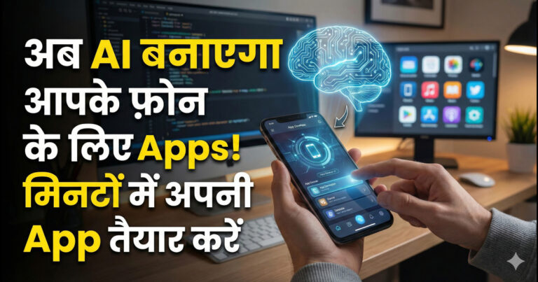 AI tool generating mobile application interface on smartphone screen