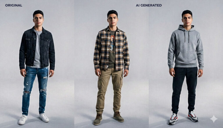 Man changing clothes virtually using Gemini AI on mobile