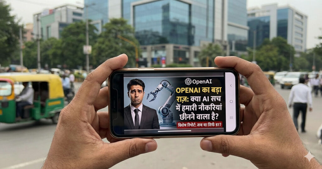 AI replacing human jobs concept illustration