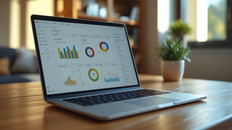 A laptop screen displaying data performance metrics during the AI Hindi Test Update evaluation