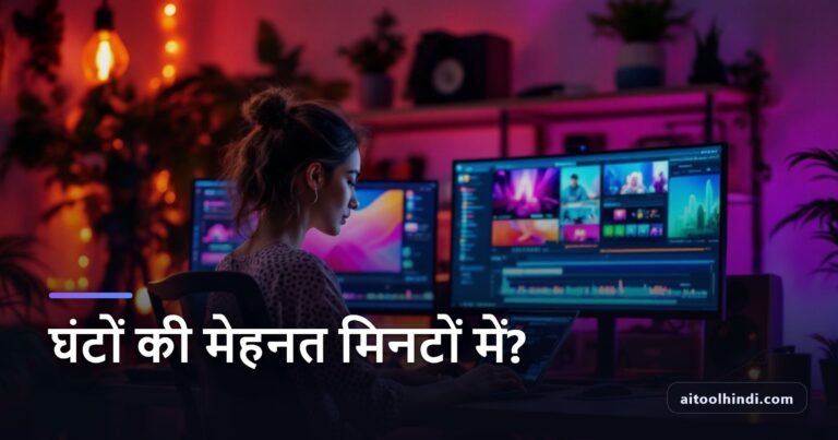 An Indian content creator using free AI tools in a modern home studio