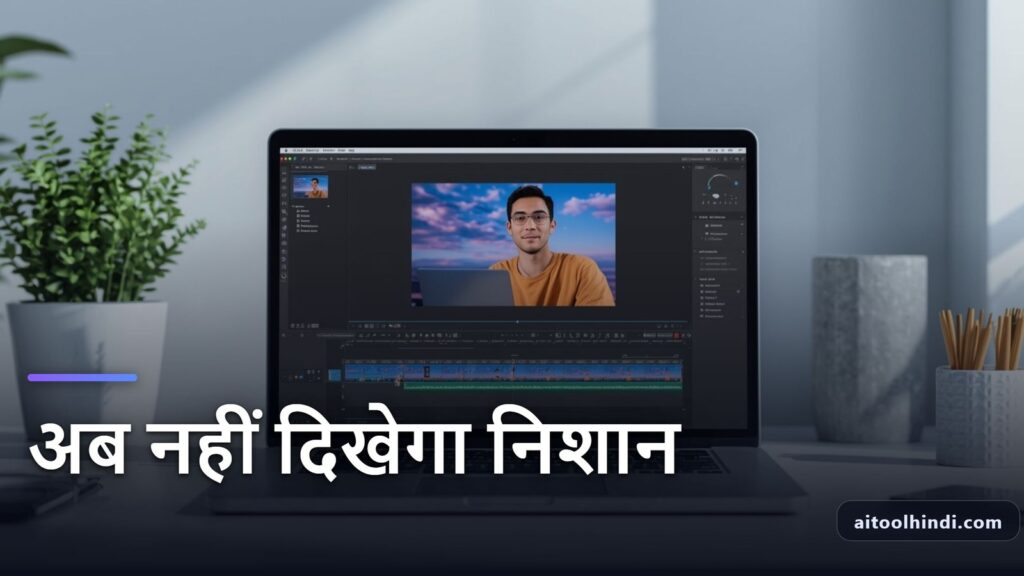 A student using a laptop to remove Gemini watermark from generated images