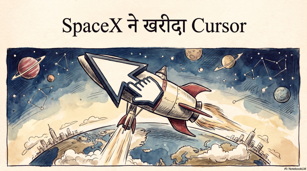 SpaceX Cursor Acquisition — Hologram of code next to a rocket illustrating SpaceX's $60B Acquisition of Cursor AI