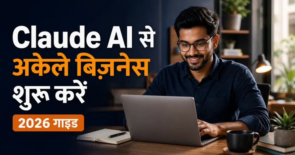 Claude AI se 1-Person Business shuru karen — Indian solopreneur laptop par kaam karte hue