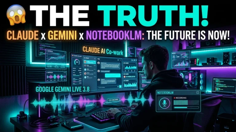 Claude Co-work and Chat merge interface with weekly AI updates including NotebookLM and Gemini 3.8 Live
