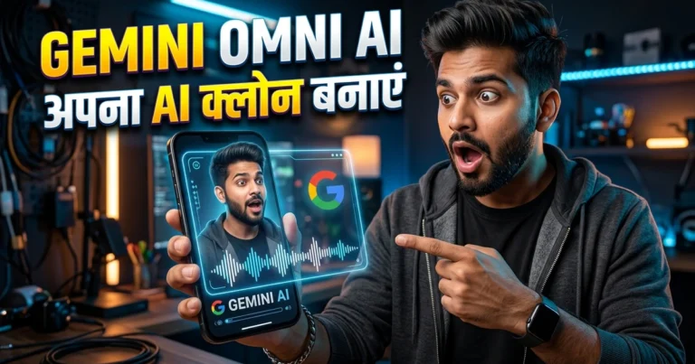Google Gemini Omni AI realistic 3D avatar video generator model interface and smartphone clone preview